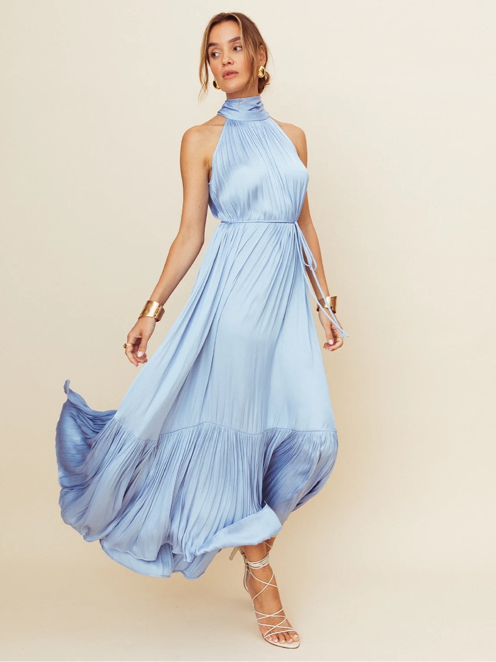 🩵NEW🩵Halter Neck Baby Blue Maxi Dress